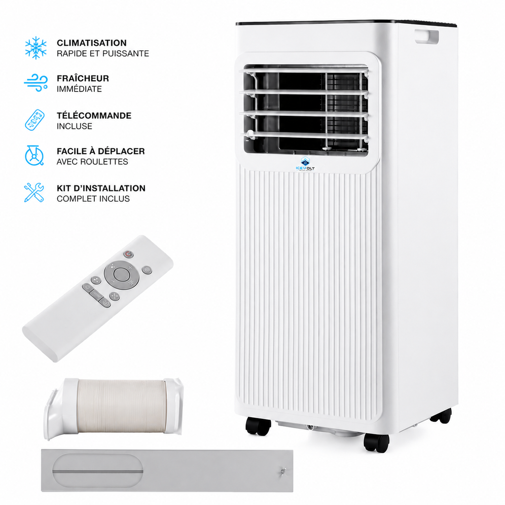 Climatiseur Portable 3-en-1 Refroidissement, Déshumidification et Ventilation.