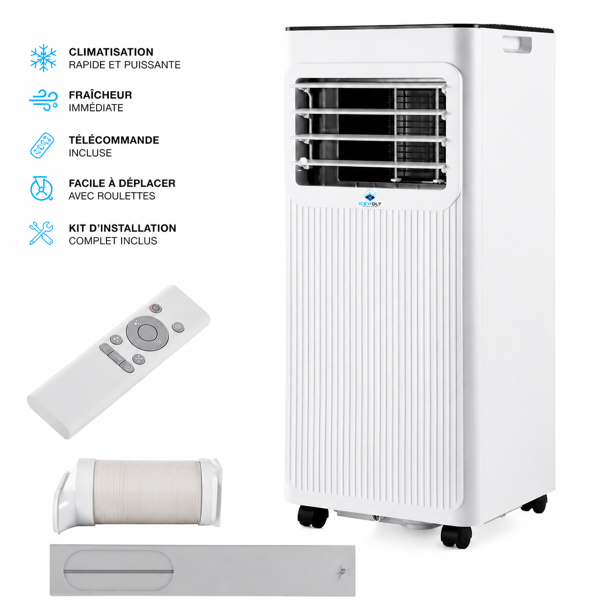 Climatiseur Portable 3-en-1 Refroidissement, Déshumidification et Ventilation.