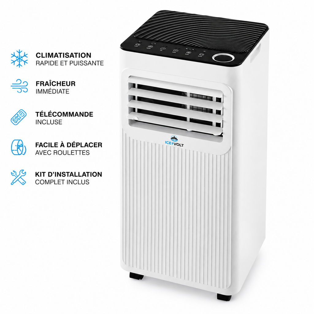 Climatiseur Portable 3-en-1 Refroidissement, Déshumidification et Ventilation.