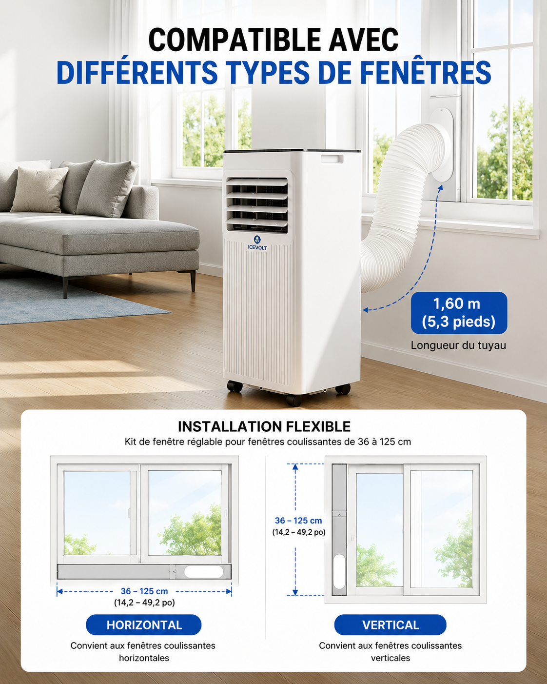 Climatiseur Portable 3-en-1 Refroidissement, Déshumidification et Ventilation.