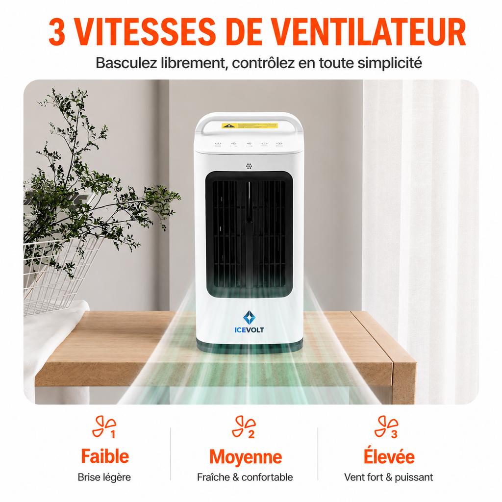Climatiseur Portable, 4 en 1, Refroidisseur Air par Évaporation