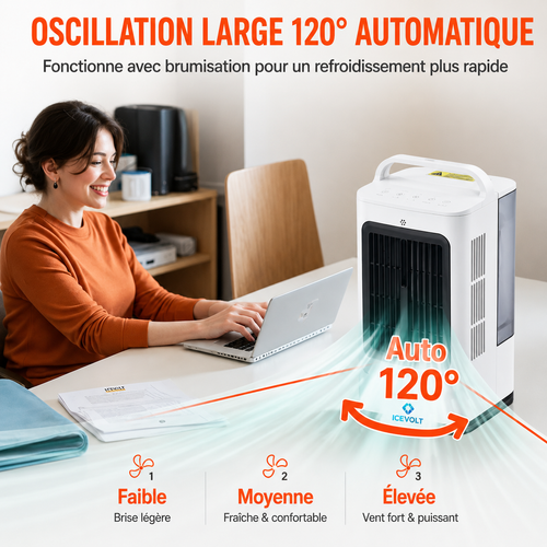 Climatiseur Portable, 4 en 1, Refroidisseur Air par Évaporation
